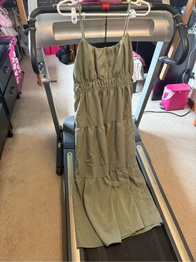 Olive Green Tiered Maxi Dress with Spaghetti Straps